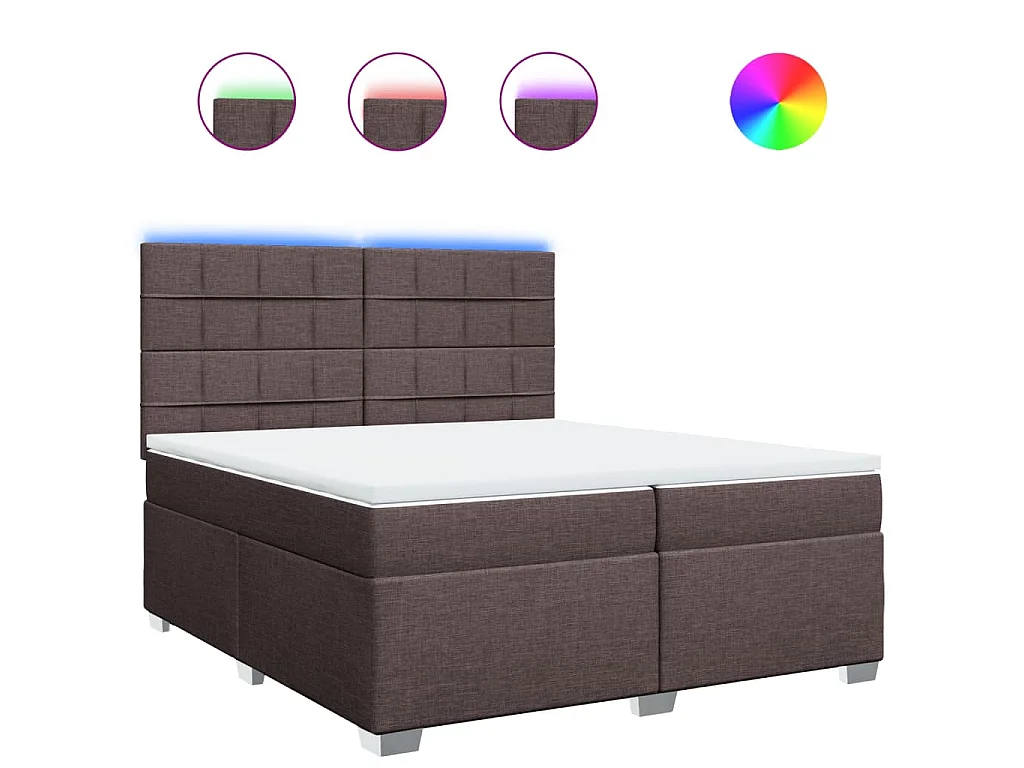 Cama box spring con colchón tela marrón oscuro 200x200 cm
