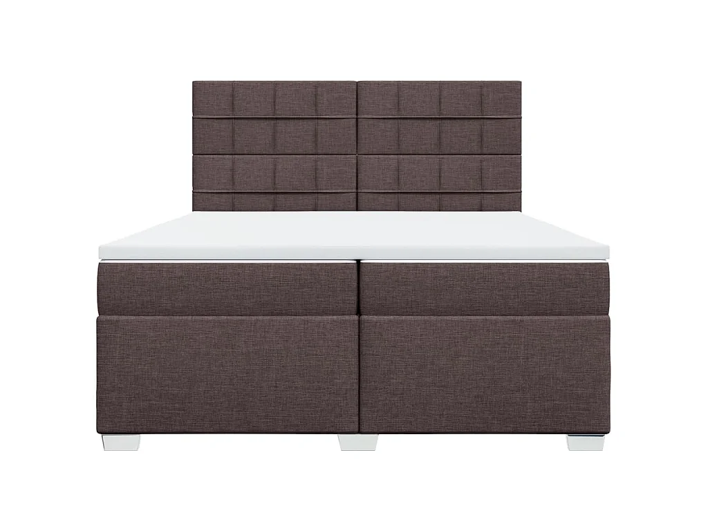 Cama box spring con colchón tela marrón oscuro 200x200 cm