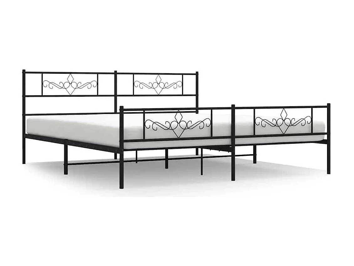 Bettgestell mit Kopf- und Fußteil Metall Schwarz 193x203 cm