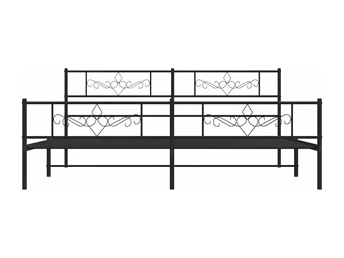 Giroletto con Testiera e Pediera Metallo Nero 193x203 cm