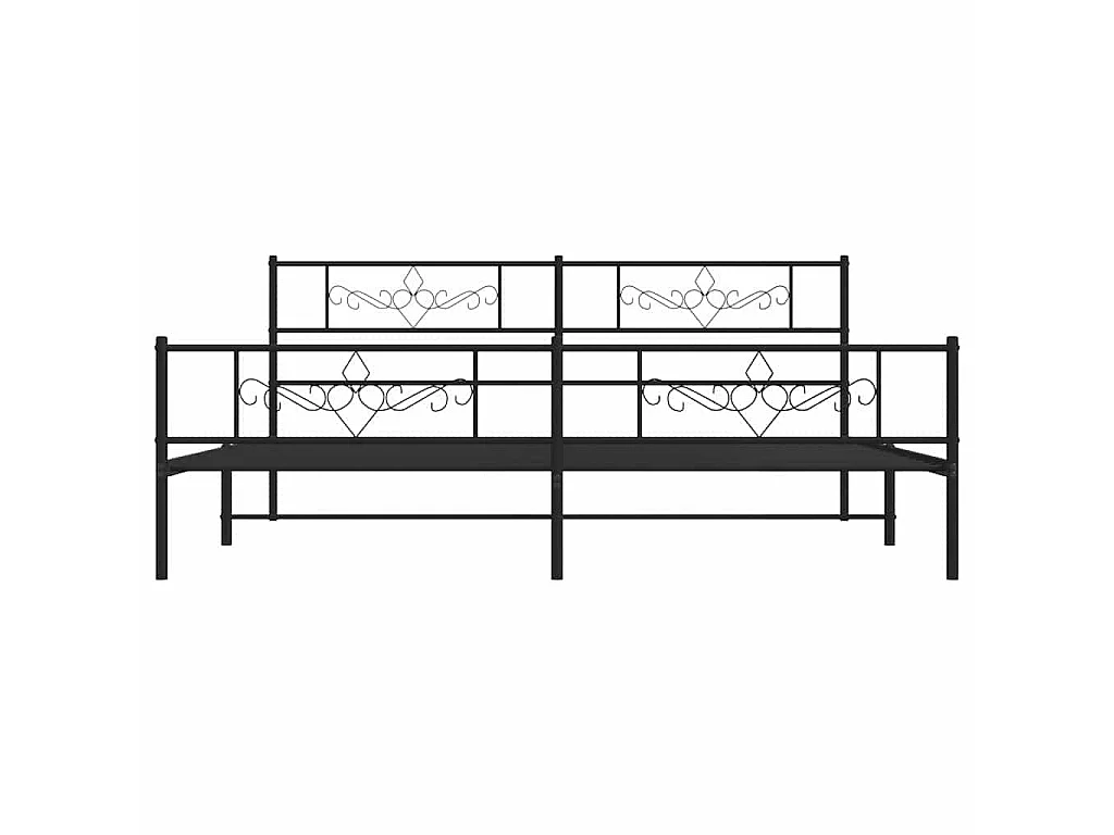 Cadre de lit métal sans matelas avec pied de lit noir 193x203cm