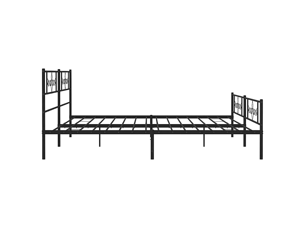 Cadre de lit métal sans matelas avec pied de lit noir 193x203cm