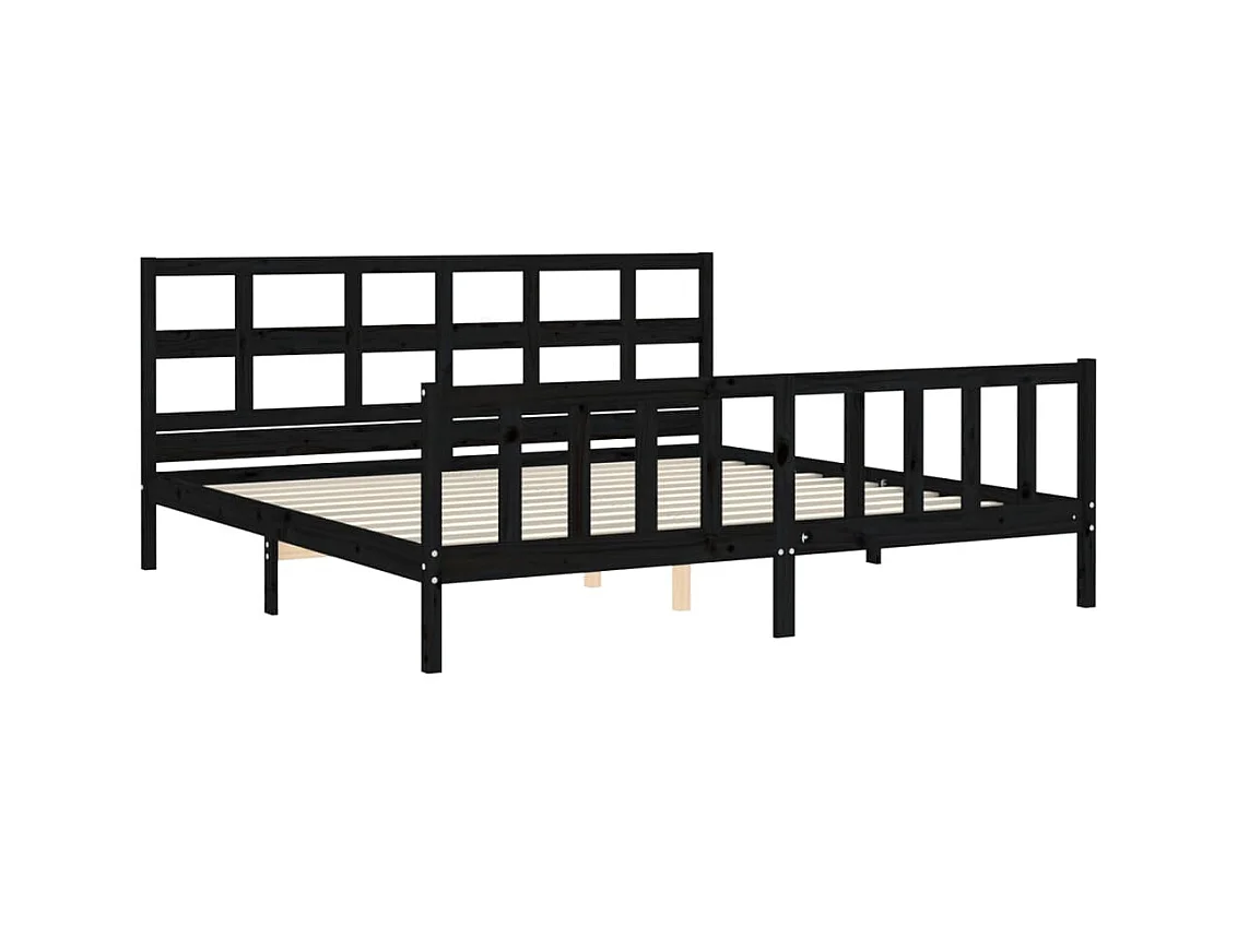 Cadre de lit sans matelas noir 200x200 cm bois massif de pin