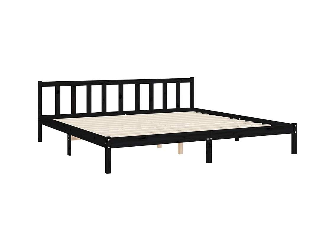 Cadre de lit sans matelas noir 200x200 cm bois massif de pin