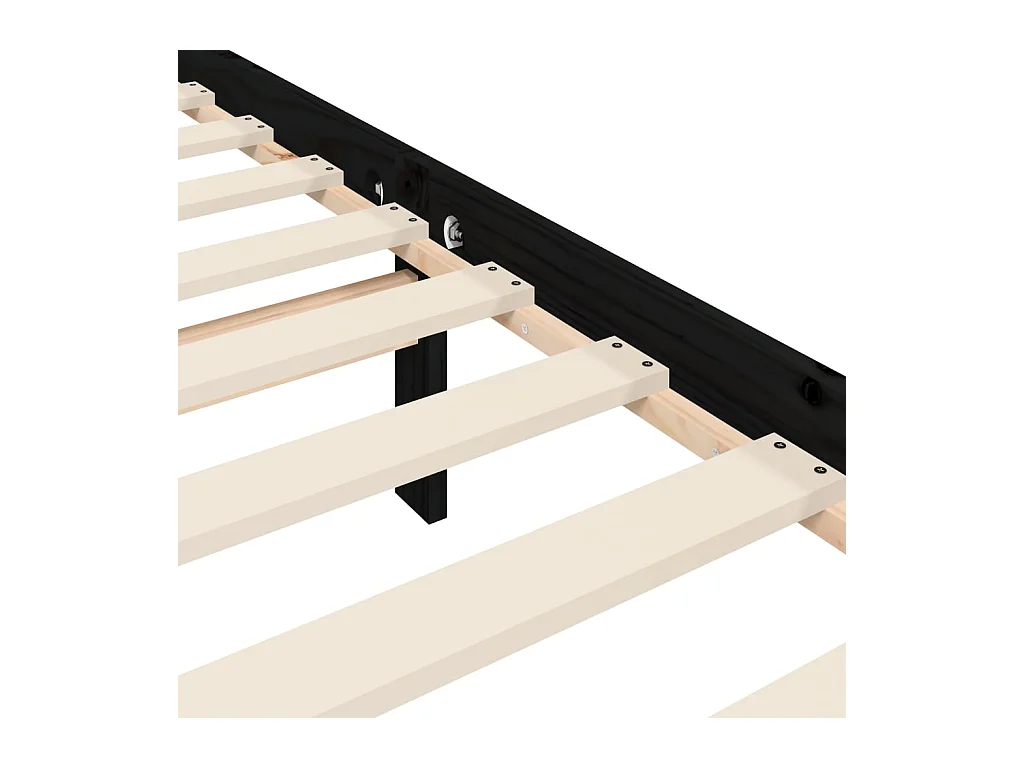 Cadre de lit sans matelas noir 200x200 cm bois massif de pin