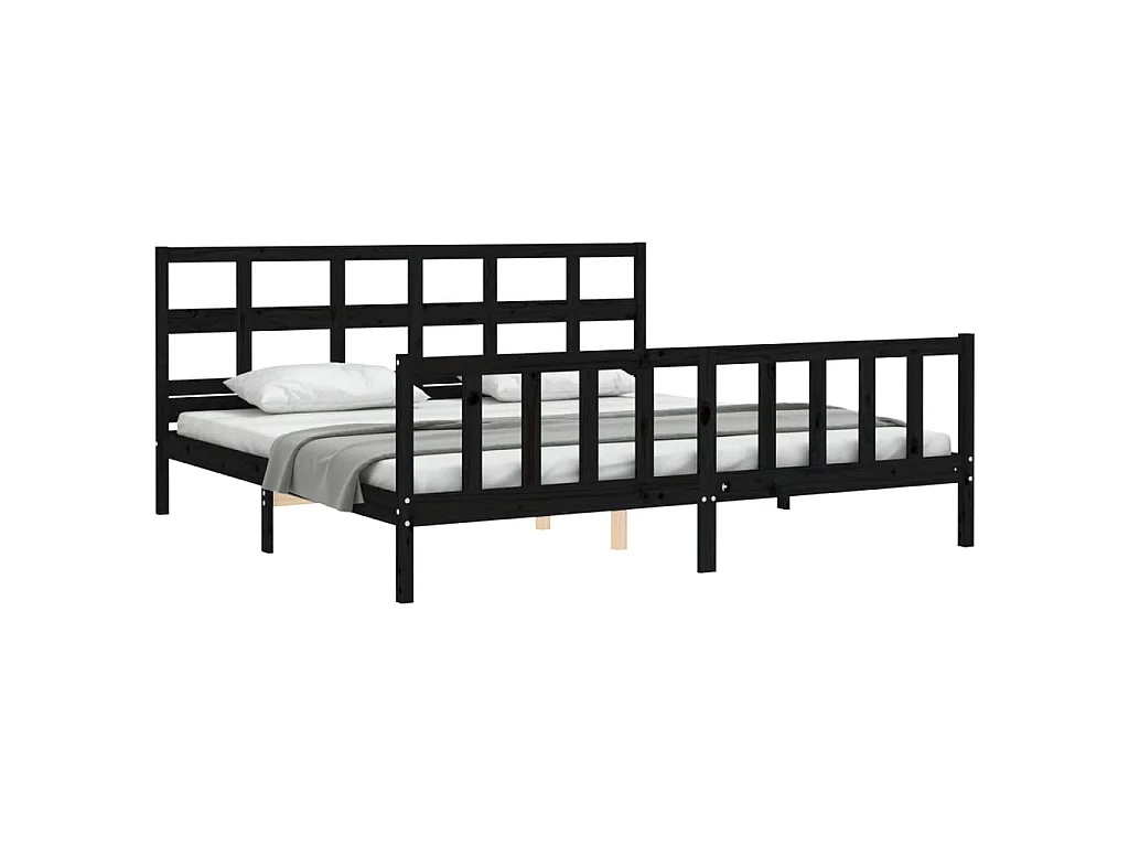 Cadre de lit sans matelas noir 200x200 cm bois massif de pin