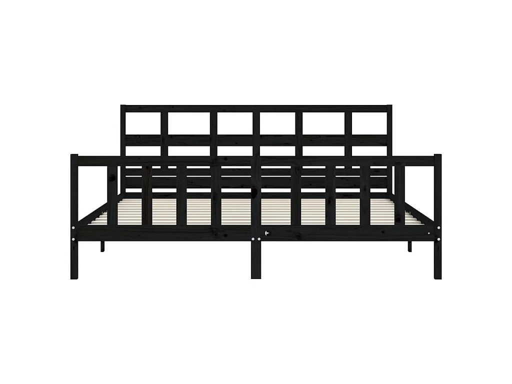 Cadre de lit sans matelas noir 200x200 cm bois massif de pin