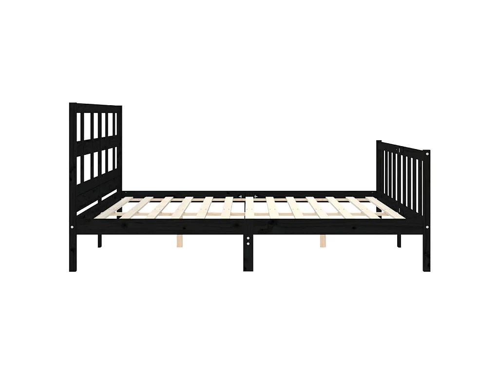 Massivholzbett mit Kopfteil Schwarz 200x200 cm
