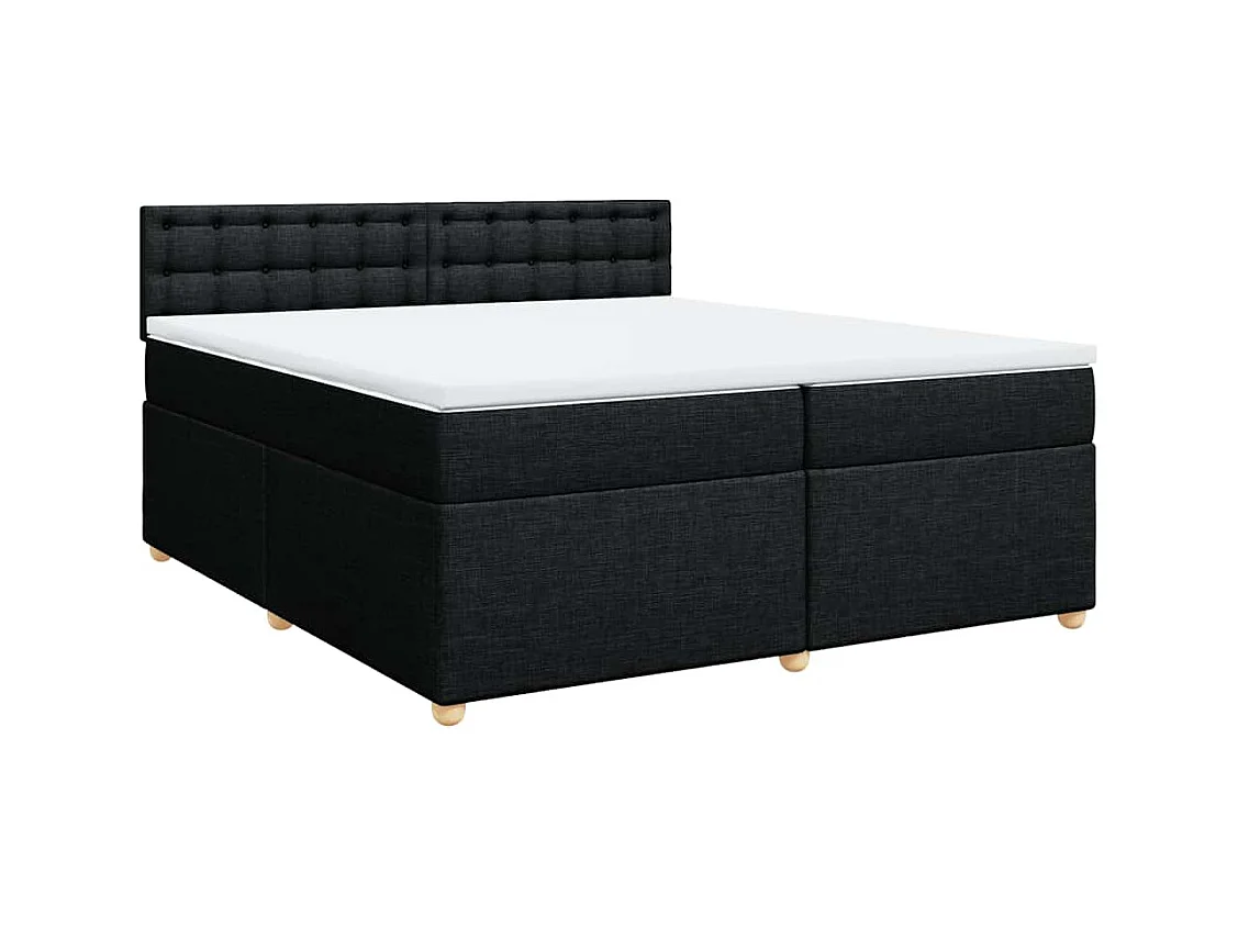 Cama box spring con colchón tela negro 200x200 cm