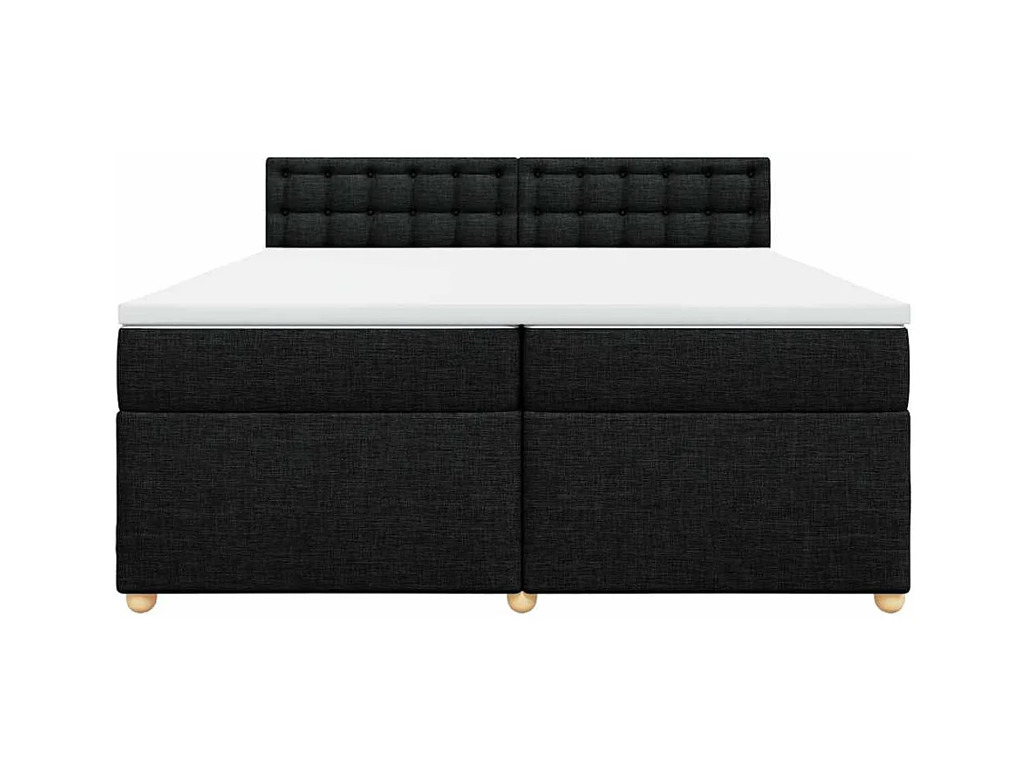 Cama box spring con colchón tela negro 200x200 cm