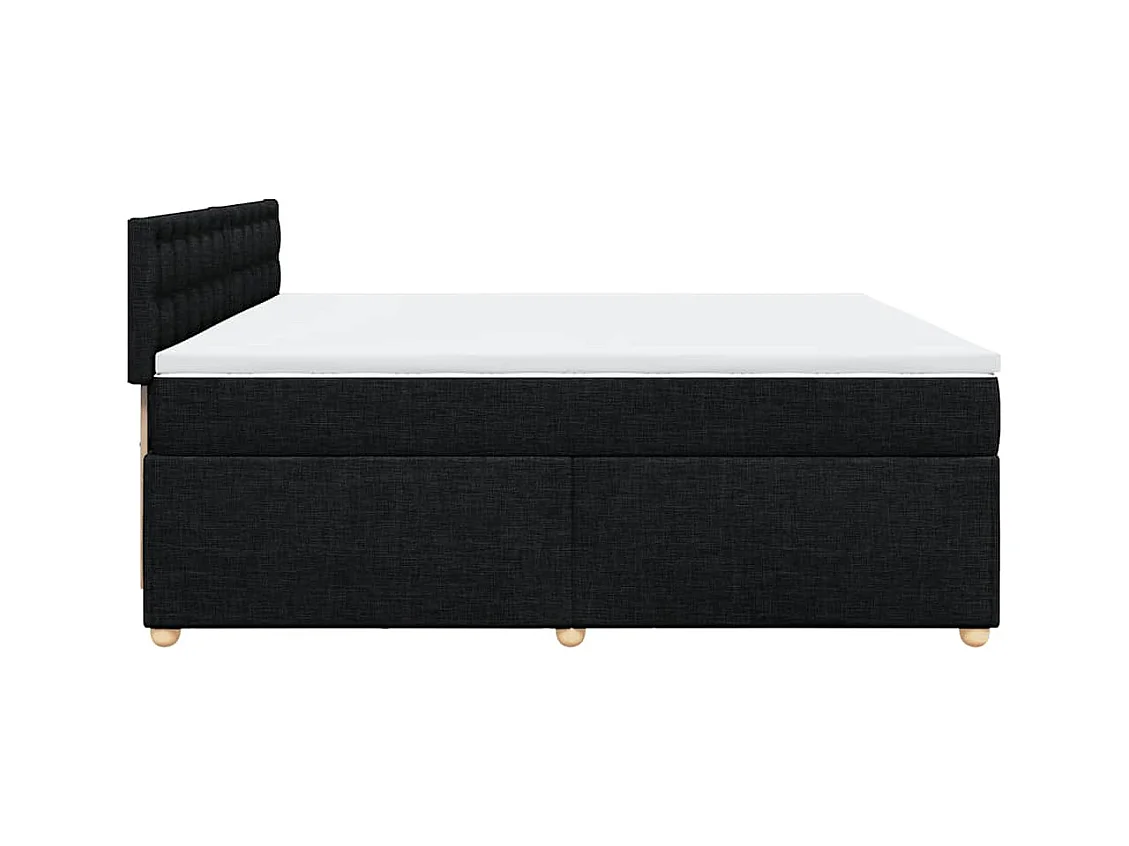 Cama box spring con colchón tela negro 200x200 cm