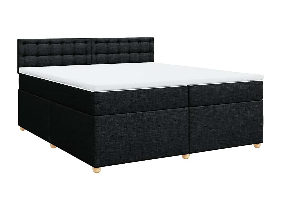 Cama box spring con colchón tela negro 200x200 cm