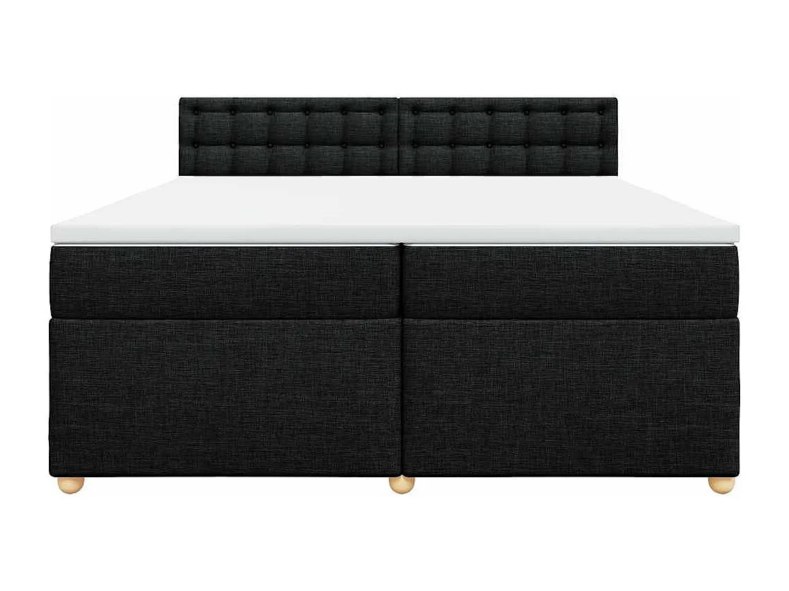 Cama box spring con colchón tela negro 200x200 cm