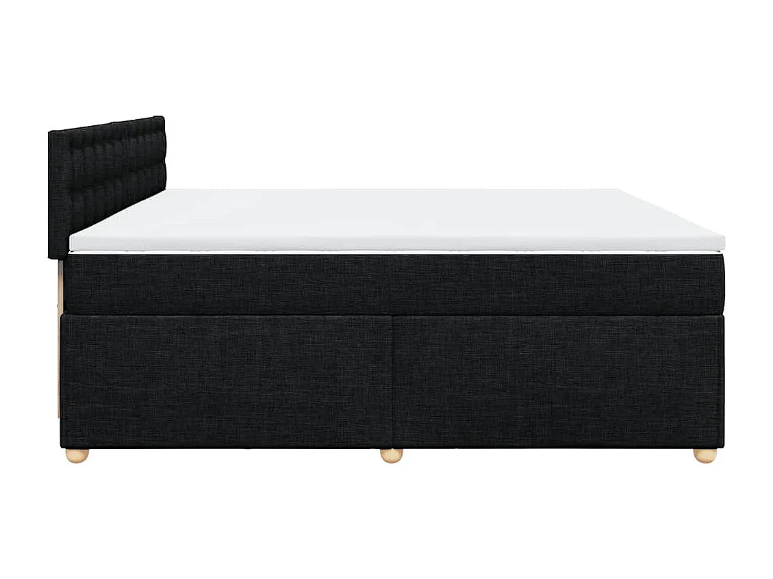 Cama box spring con colchón tela negro 200x200 cm