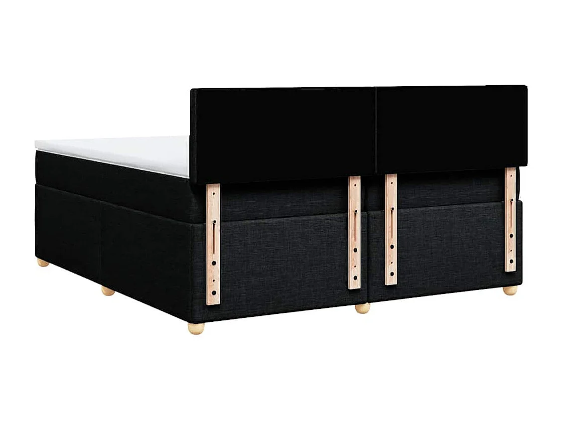 Cama box spring con colchón tela negro 200x200 cm