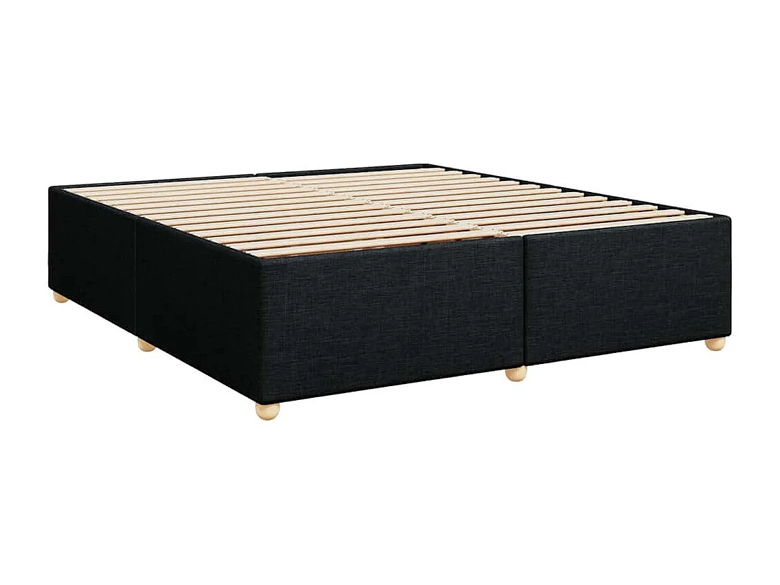 Cama box spring con colchón tela negro 200x200 cm