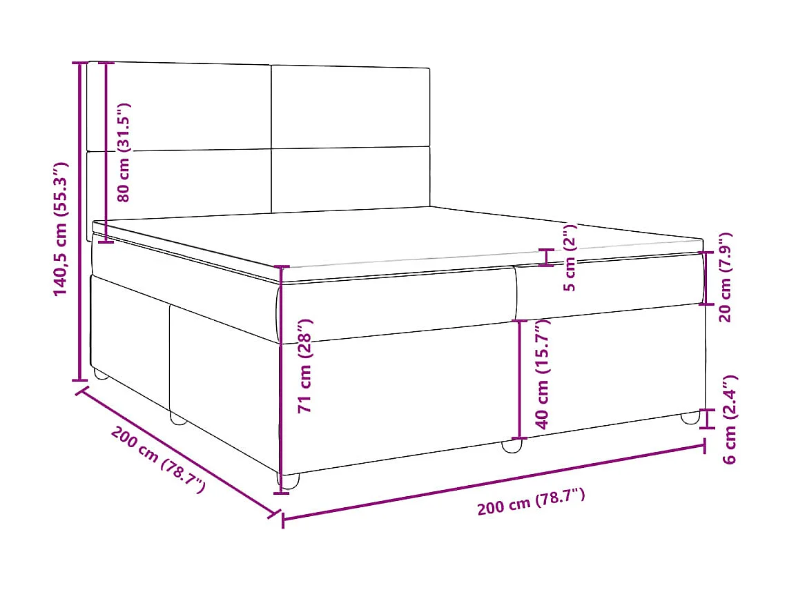 Boxspring met matras stof donkergrijs 200x200 cm
