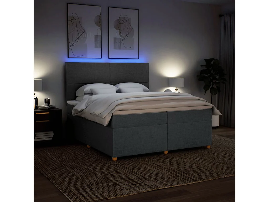 Boxspring met matras stof donkergrijs 200x200 cm