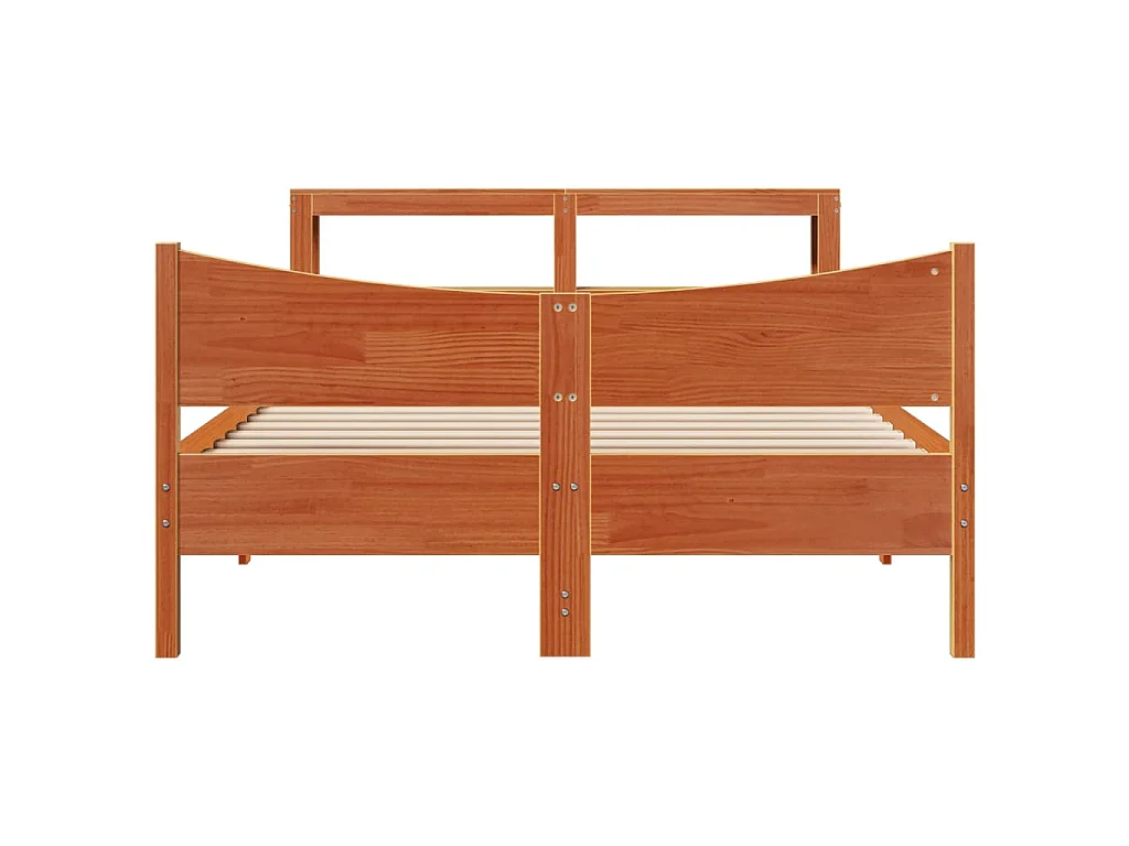 Estrutura cama c/ cabeceira 150x200cm pinho maciço castanho-mel