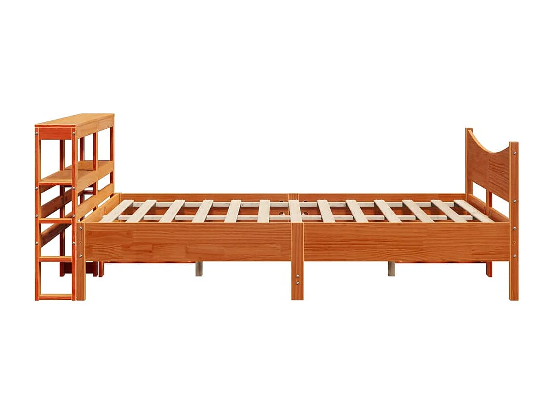 Estrutura cama c/ cabeceira 150x200cm pinho maciço castanho-mel