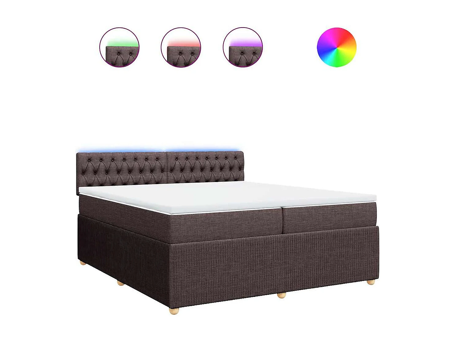 Cama box spring con colchón tela marrón oscuro 200x200 cm