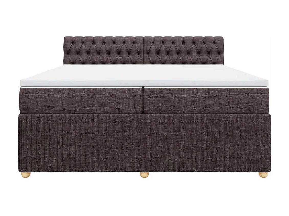 Cama box spring con colchón tela marrón oscuro 200x200 cm