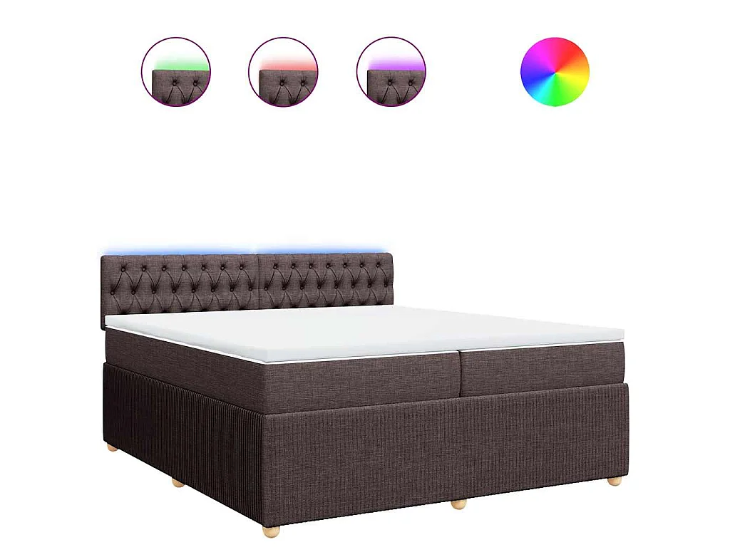 Cama box spring con colchón tela marrón oscuro 200x200 cm