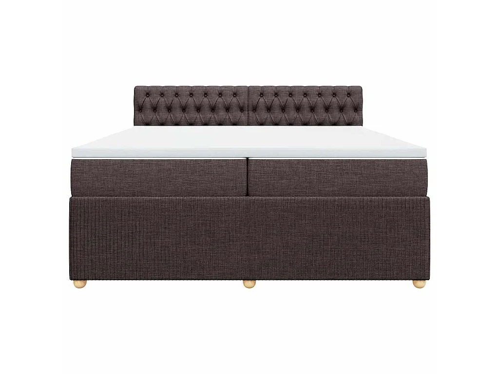 Cama box spring con colchón tela marrón oscuro 200x200 cm