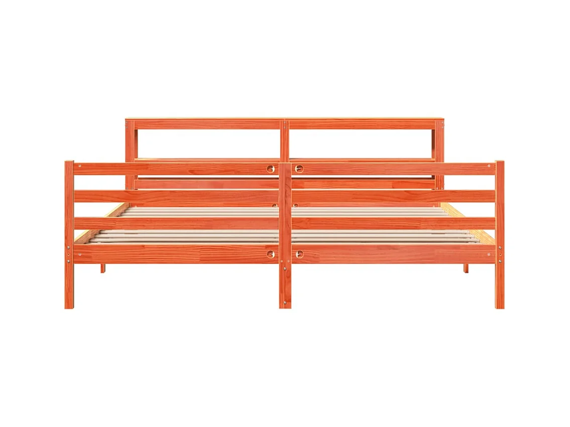 Cadre de lit sans matelas cire marron 200x200cm bois pin massif