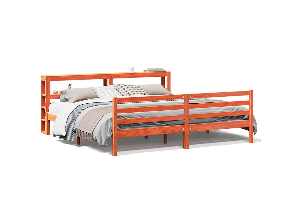 Bedframe zonder matras massief grenenhout wasbruin 200x200 cm