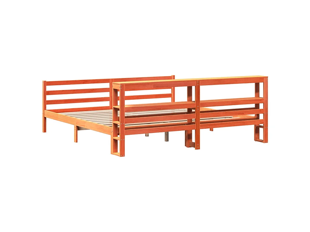 Bedframe zonder matras massief grenenhout wasbruin 200x200 cm