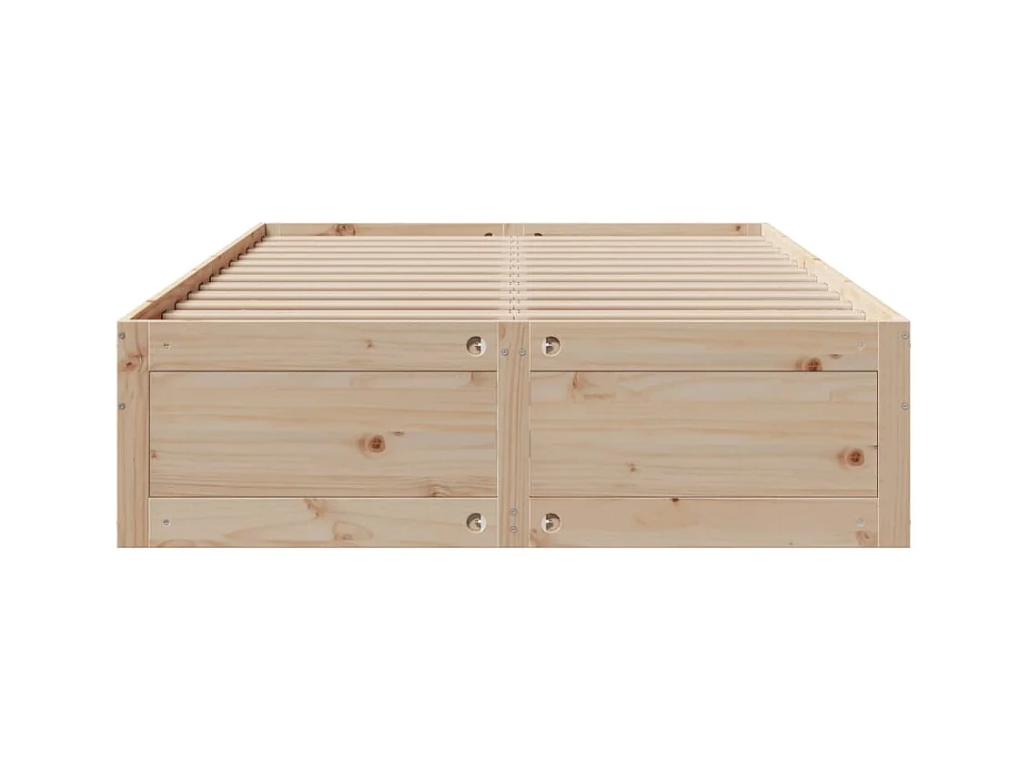 Cama sem colchão com gavetas 150x200 cm madeira de pinho maciça