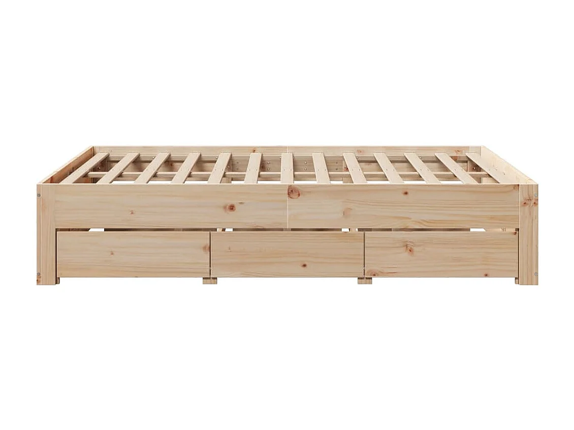 Cadre de lit sans matelas avec tiroirs 150x200 cm bois de pin