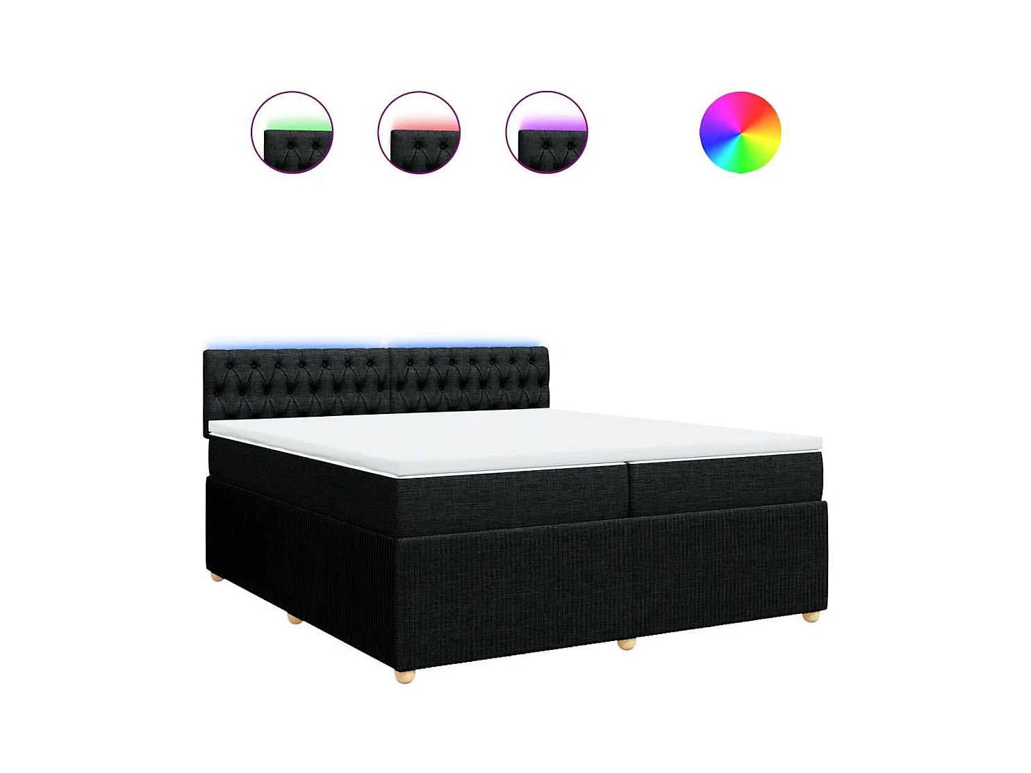 Sommier à lattes de lit avec matelas Noir 200x200 cm Tissu