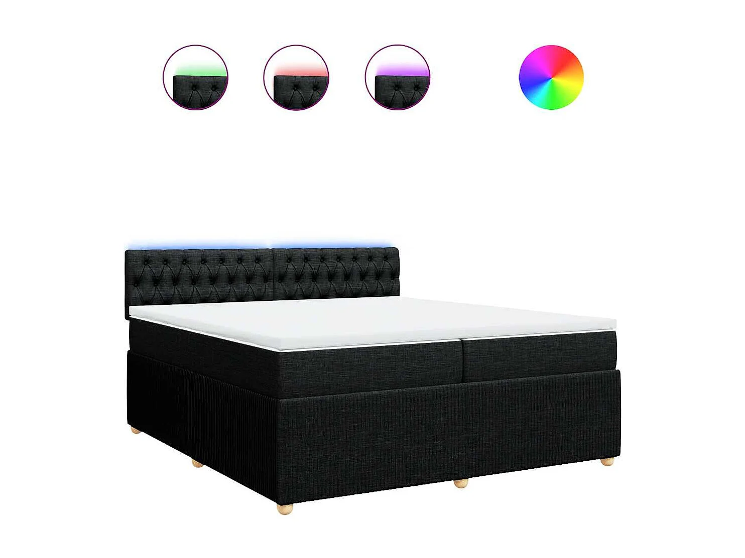 Sommier à lattes de lit avec matelas Noir 200x200 cm Tissu