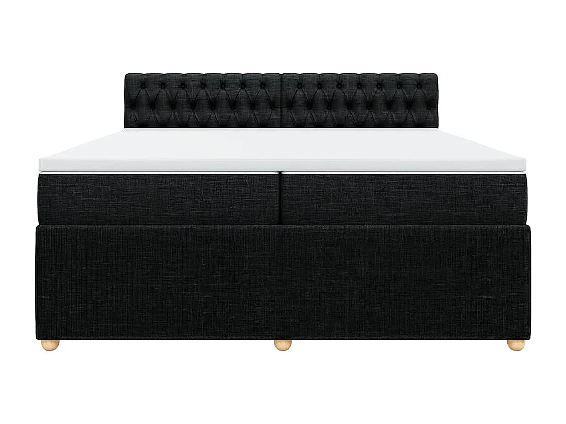 Sommier à lattes de lit avec matelas Noir 200x200 cm Tissu