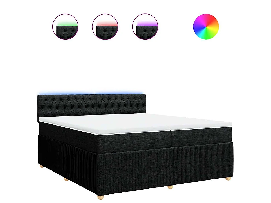 Sommier à lattes de lit avec matelas Noir 200x200 cm Tissu