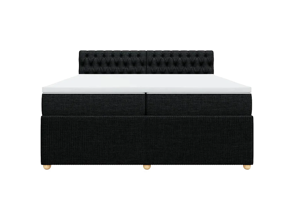 Sommier à lattes de lit avec matelas Noir 200x200 cm Tissu