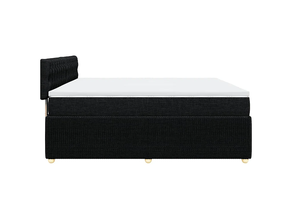 Sommier à lattes de lit avec matelas Noir 200x200 cm Tissu
