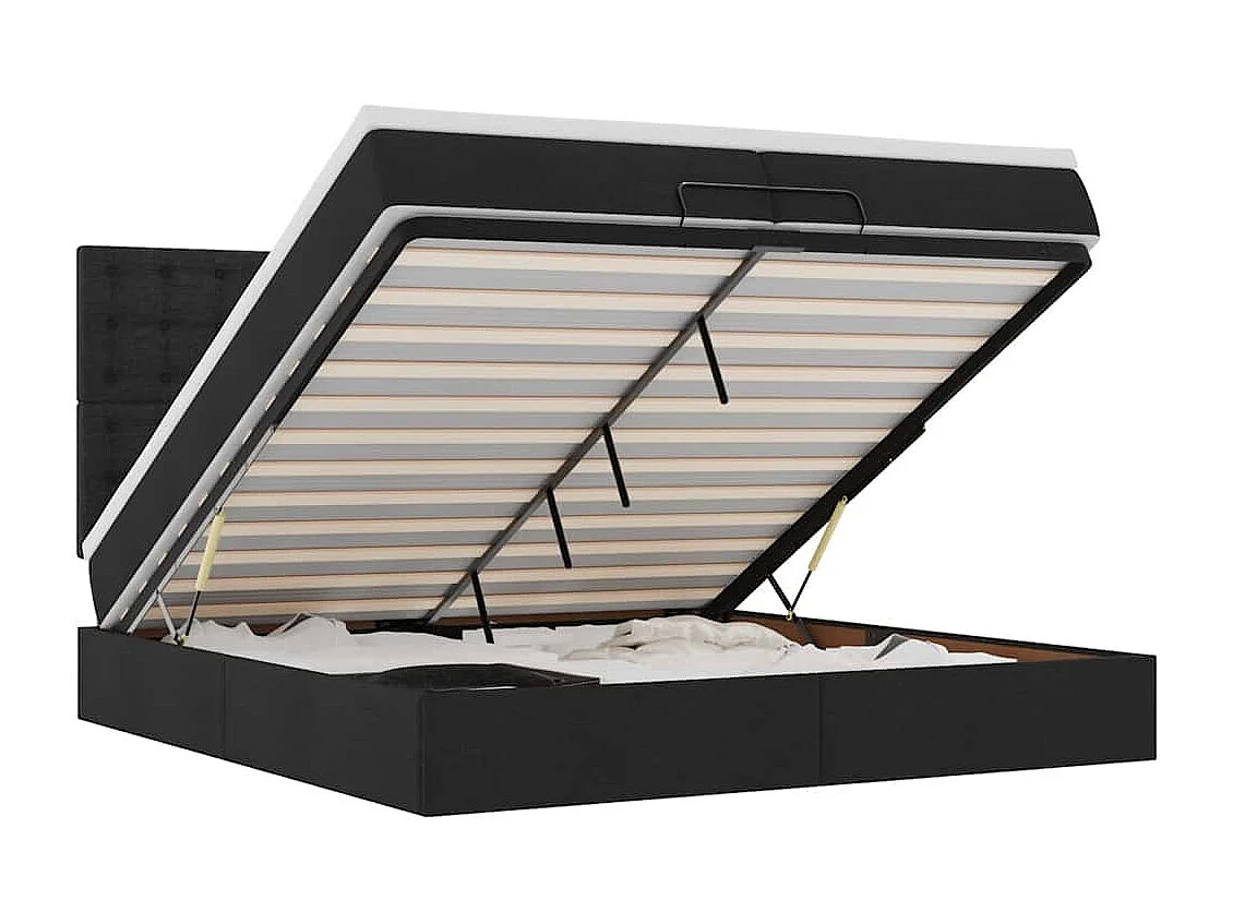 Ottoman bed met matrassen en LED's 200x200cm stof zwart