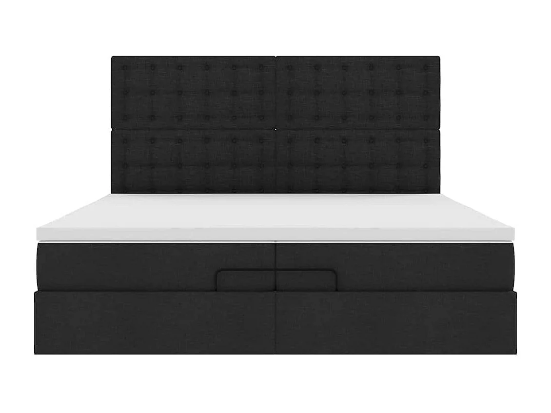Ottoman bed met matrassen en LED's 200x200cm stof zwart