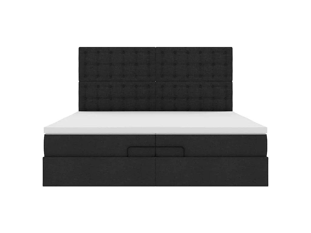 Ottoman-Bett mit Matratzen & LEDs Schwarz 200x200 cm Stoff