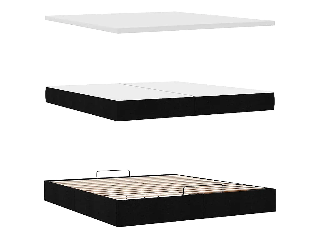 Ottoman-Bett mit Matratzen & LEDs Schwarz 200x200 cm Stoff