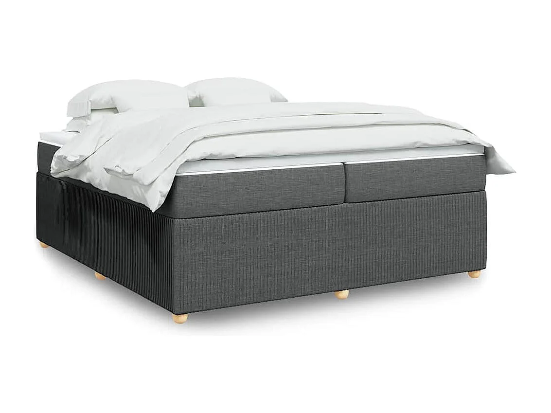 Sommier à lattes de lit avec matelas Gris foncé 200x200cm Tissu