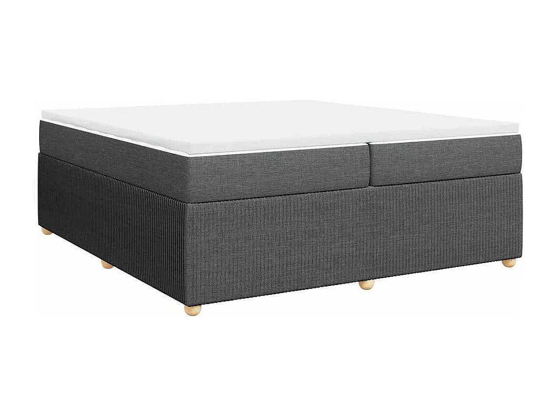 Sommier à lattes de lit avec matelas Gris foncé 200x200cm Tissu