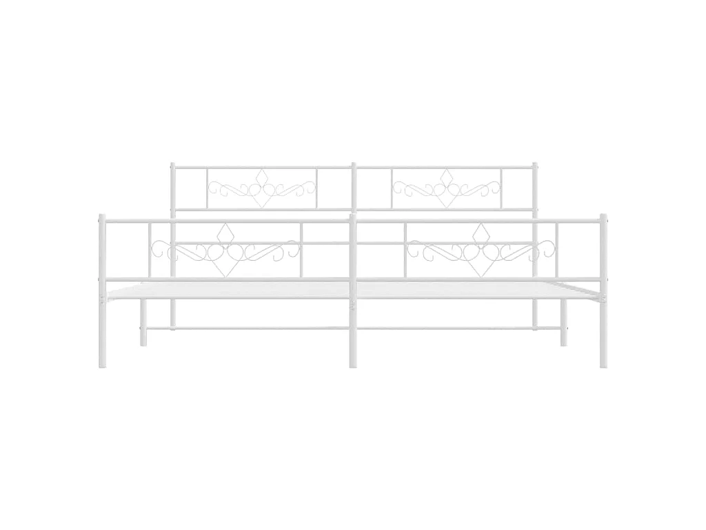 Cadre de lit métal sans matelas et pied de lit blanc 193x203 cm