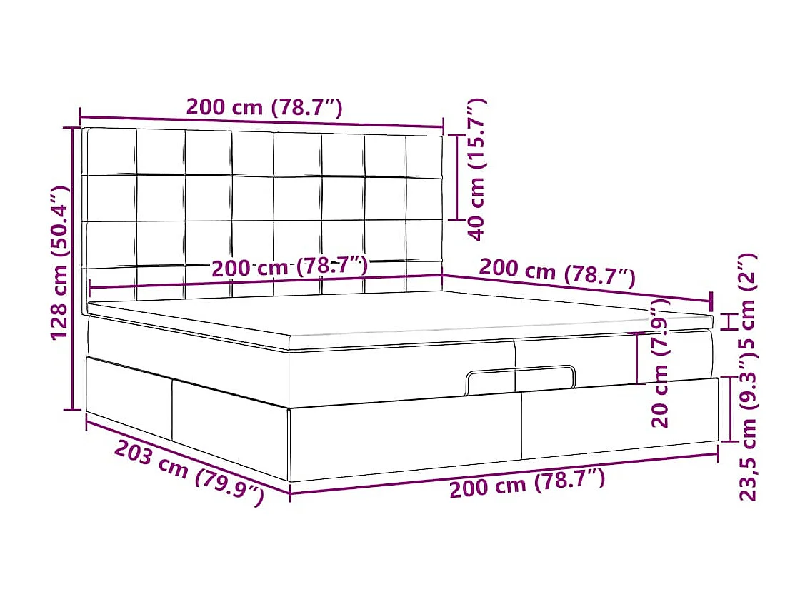 Ottoman bed met matrassen 200x200cm fluweel roze