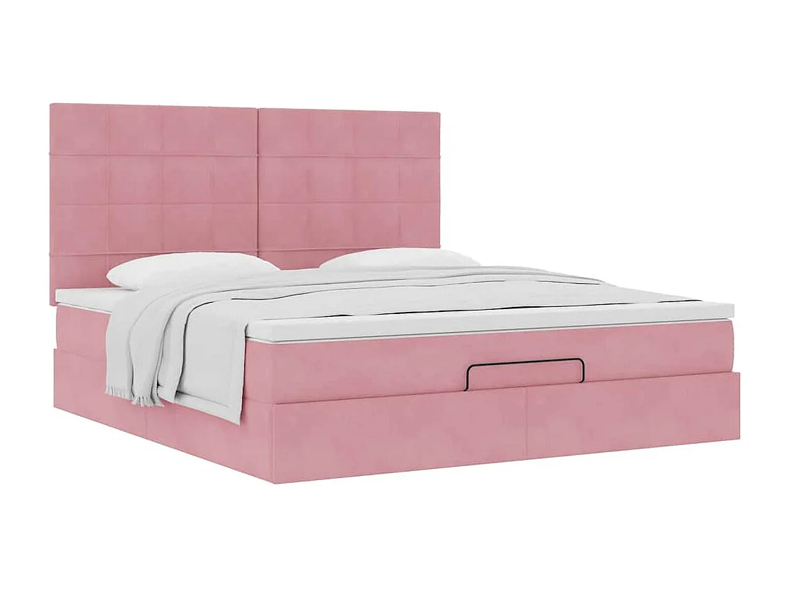 Ottoman bed met matrassen 200x200cm fluweel roze