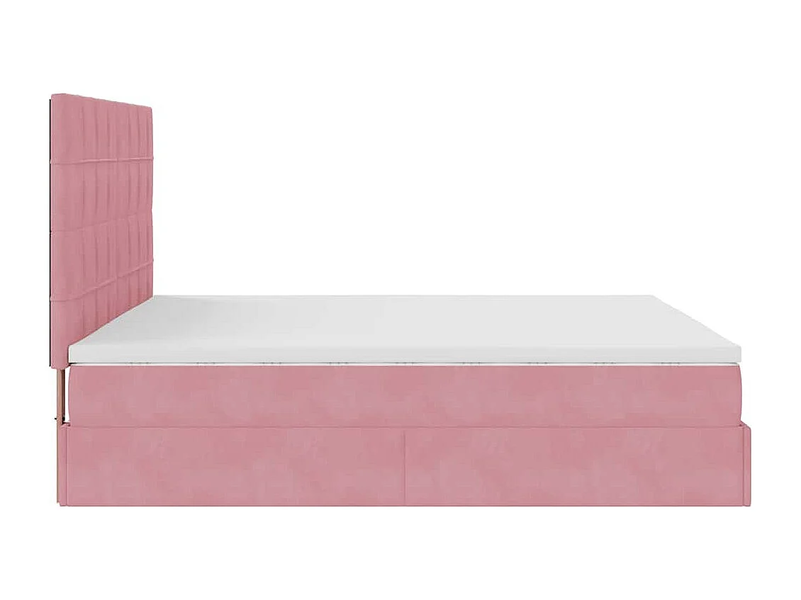 Ottoman bed met matrassen 200x200cm fluweel roze