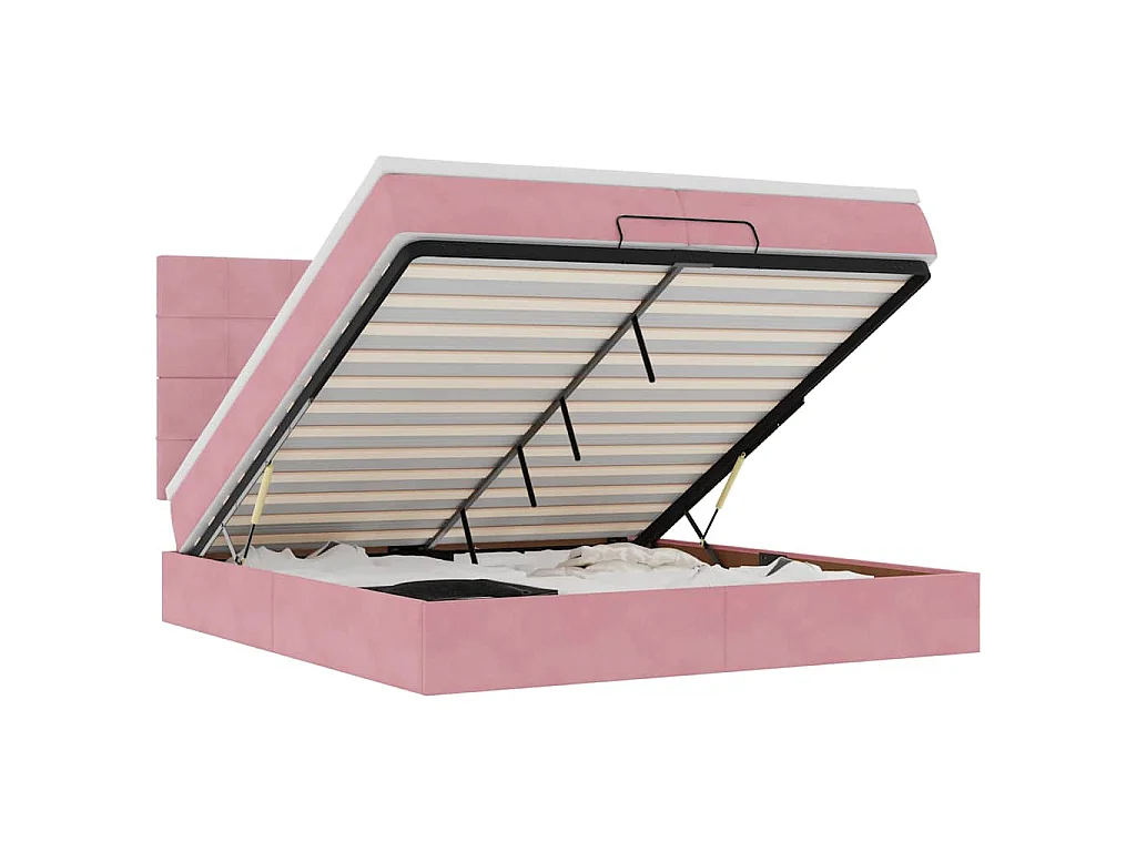 Ottoman bed met matrassen 200x200cm fluweel roze